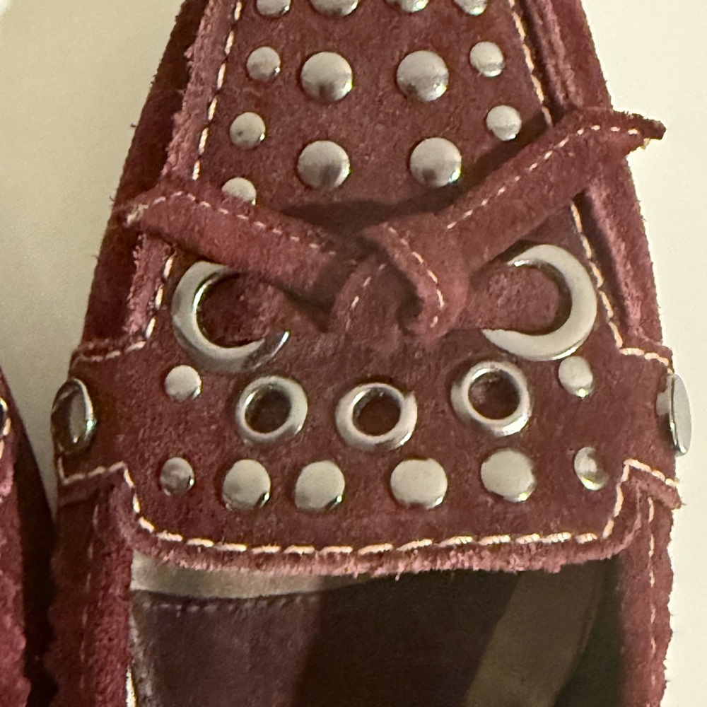 ANTONIO MELANI Maroon Leather Loafers with Studded Detail Size 6 - Picture 9 of 9